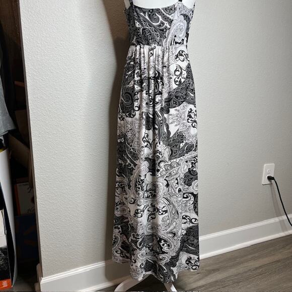 Soma Sleeveless V-Neck Maxi Empire Dress Heirloom Paisley Black Size Small - Picture 7 of 11